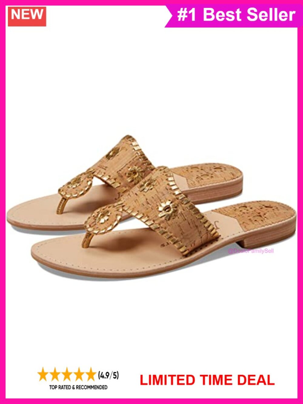 Leather Whipstitch Flat Thong Sandal Slip On Outdoor Casual